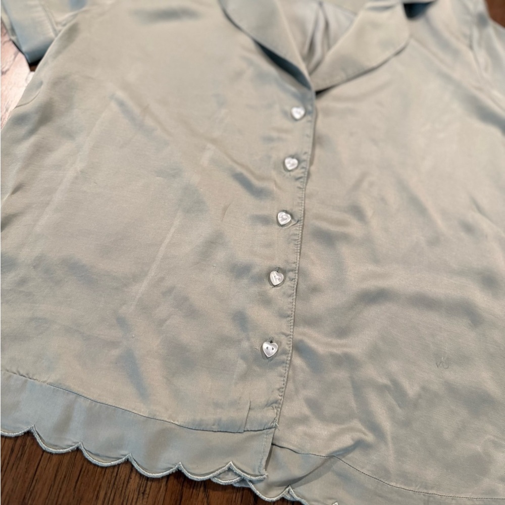 BHLDN Anthropologie Juniper Scalloped Short Pajama Set Sz Small Dainty Feminine - Picture 4 of 10